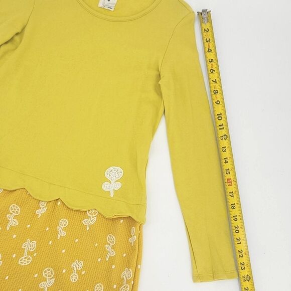 A La Sha Miicha Twofer Dress Size Medium Womens Mustard Yellow White Long Sleeve - Picture 8 of 9